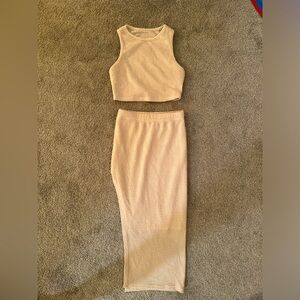 2 piece sexy slit knitted feel women’s clothing